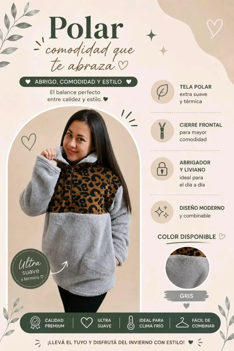Polar gris con diseño animal print