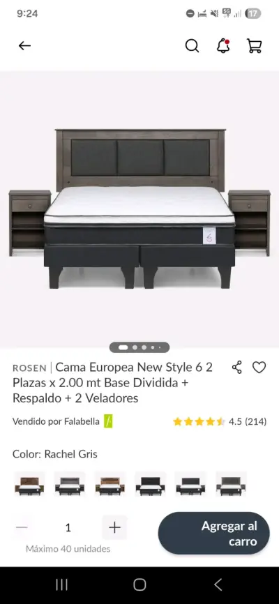 Cama Europea Rosen 2 Plazas - miniatura 1