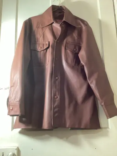 Chaqueta de cuero marrón - miniatura 1