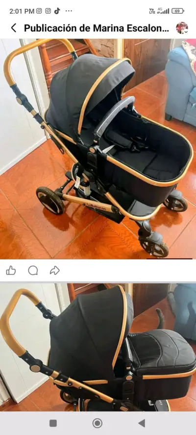 Coche para bebé dorado y negro - miniatura 2