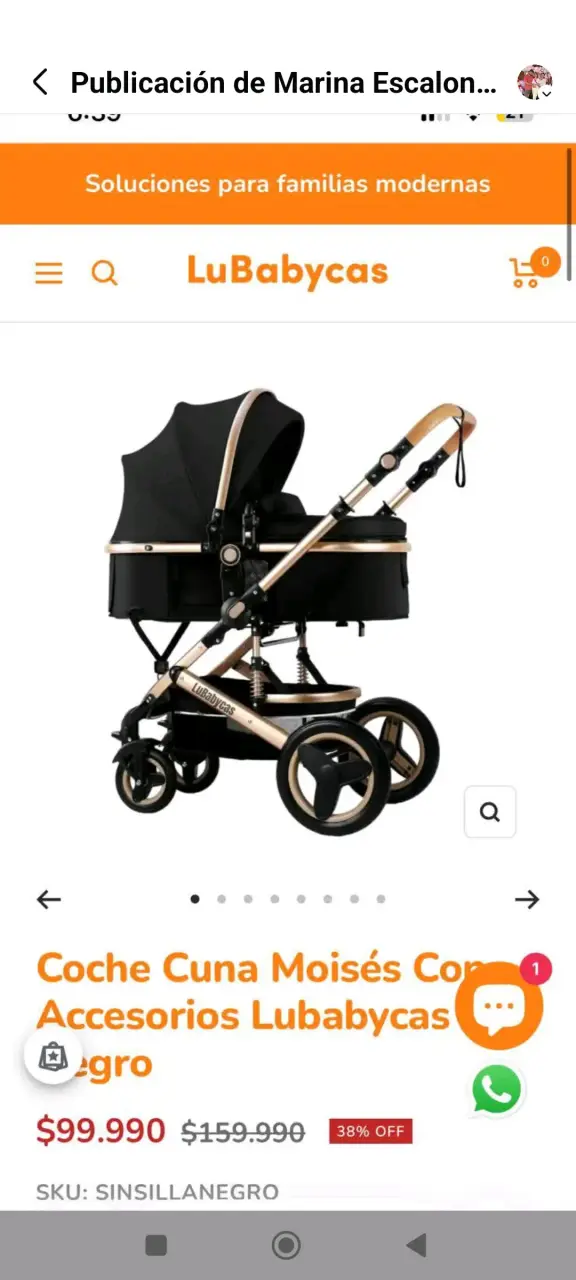 Coche para bebé dorado y negro - 3