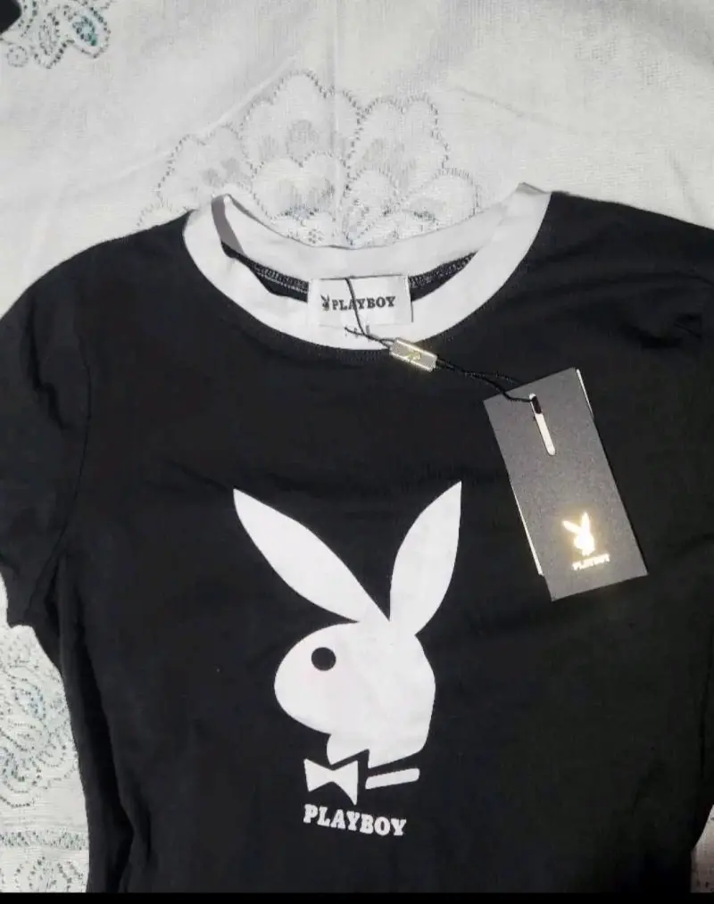 Polera negra Playboy con logo original - 2