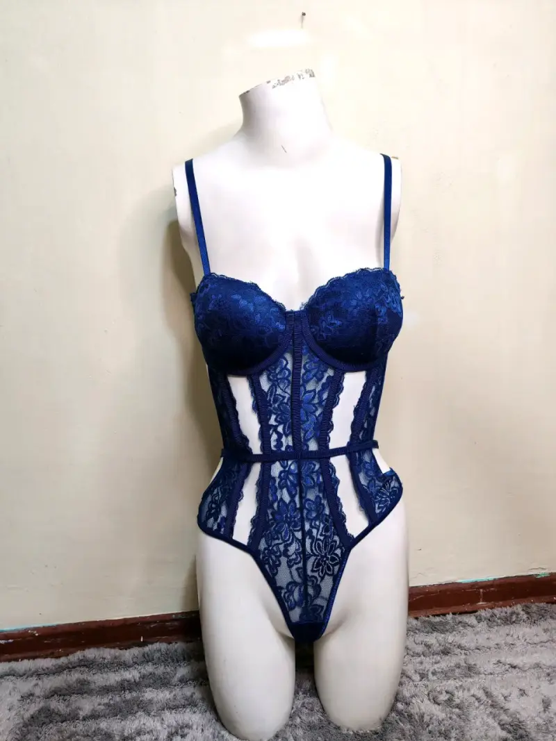Body corset azul encaje - 1