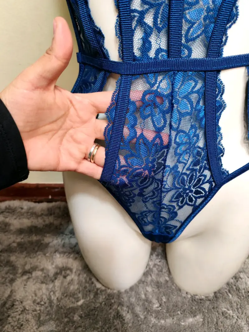 Body corset azul encaje - 4
