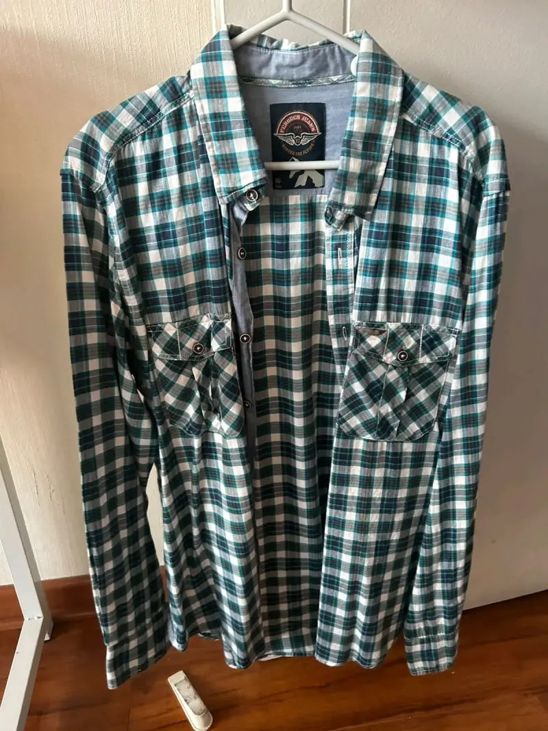 Camisa a cuadros verde y azul - 2