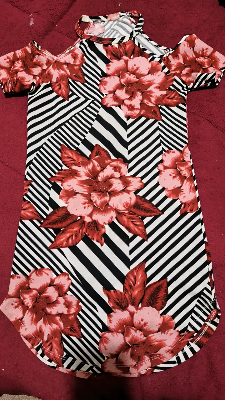 Vestido floral con rayas - 2
