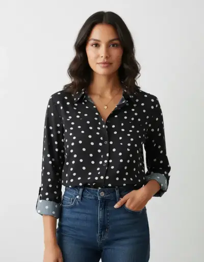 Blusa negra de lunares - miniatura 1