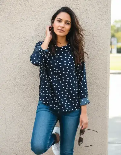 Blusa negra de lunares - miniatura 2