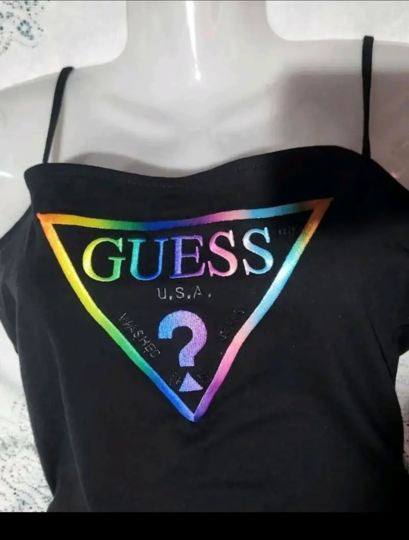 Body negro GUESS con logo multicolor talla M - 3