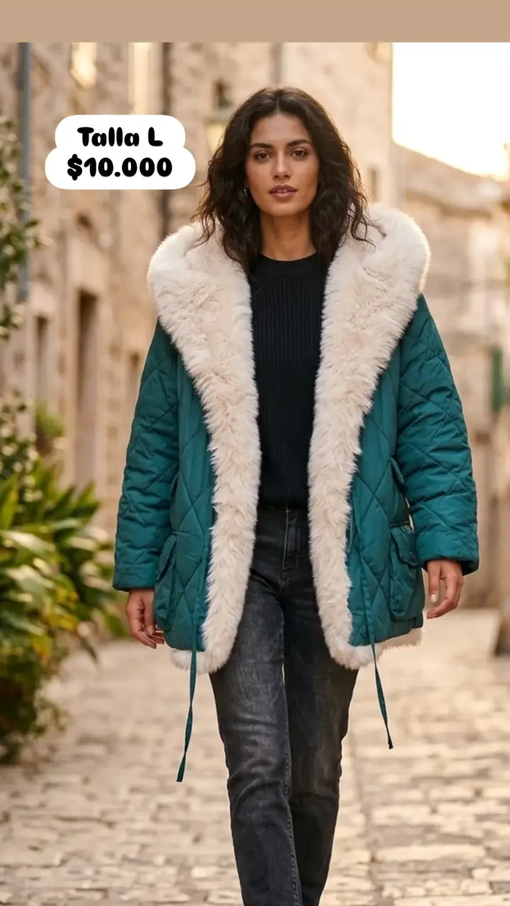 Chaqueta verde con piel sintética