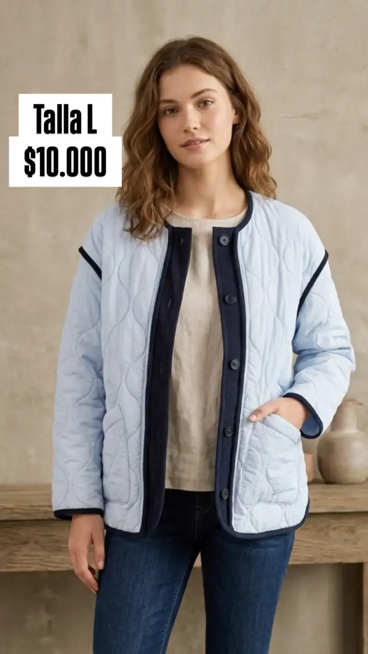 Chaqueta acolchada celeste L
