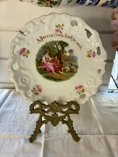 Plato decorativo porcelana antigua - miniatura 3