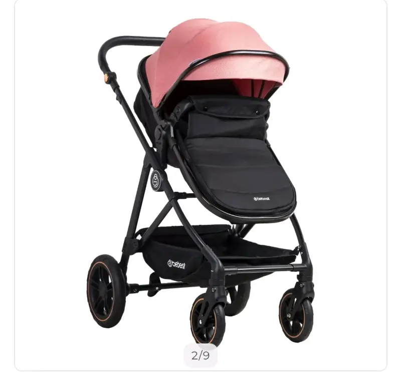 Coche de bebé rosa y negro - 2