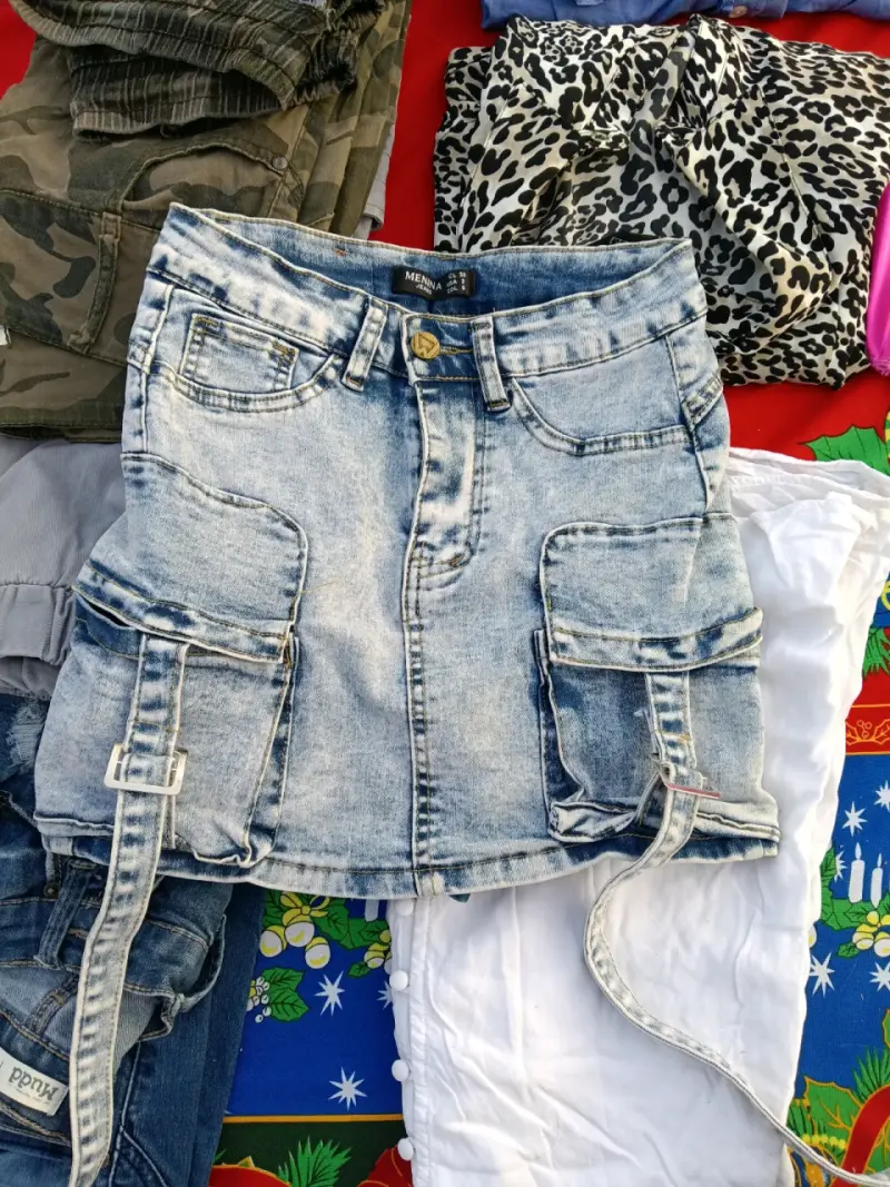 Mini falda denim azul - 1