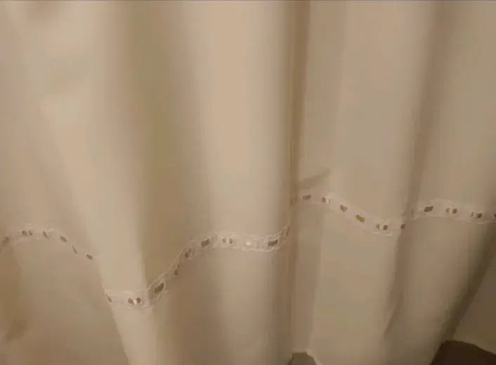 Cortina de baño beige bordada - 6