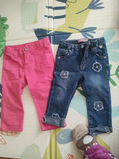 Pantalones para niños, rosado y jeans - miniatura 1