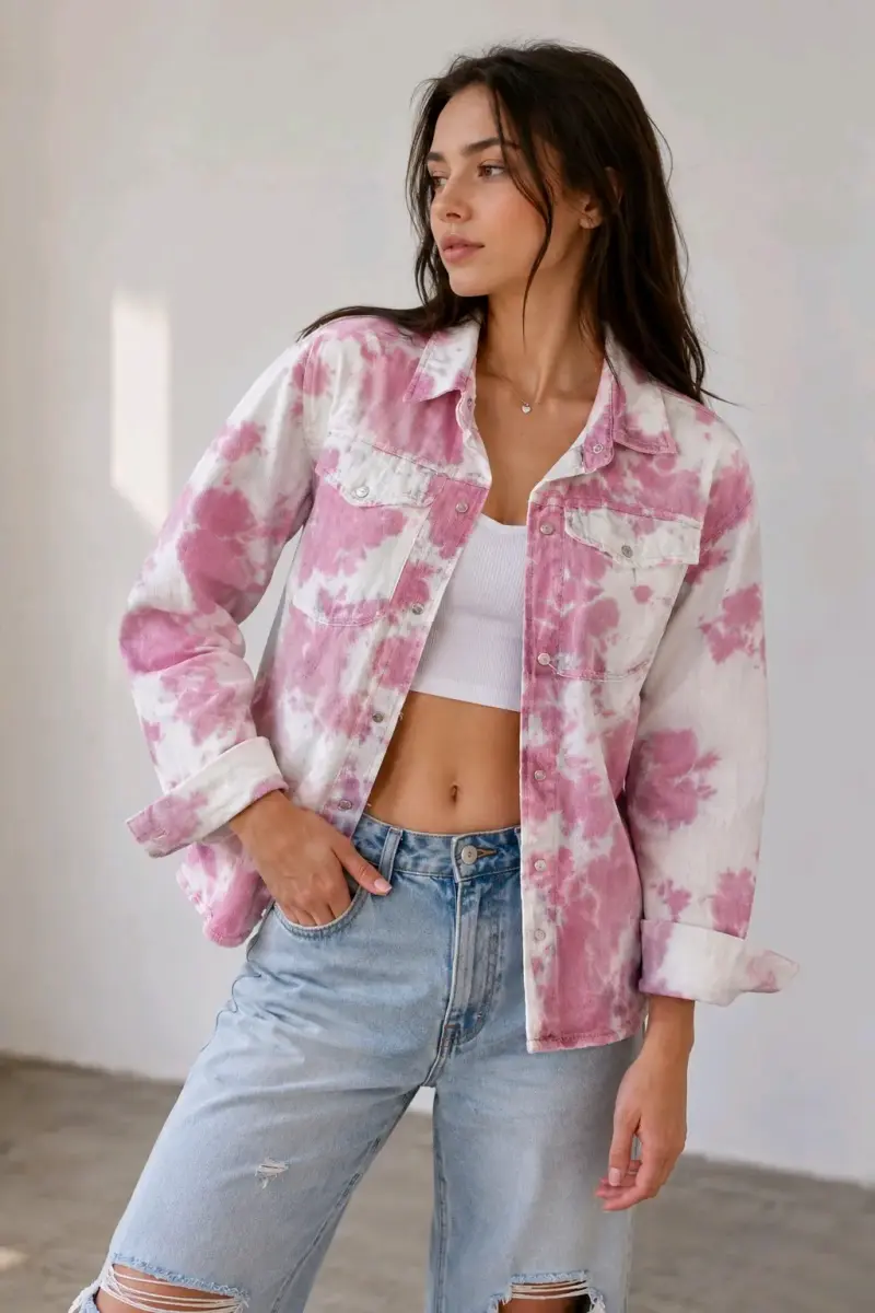 Camisa de mezclilla tie-dye talla S/M