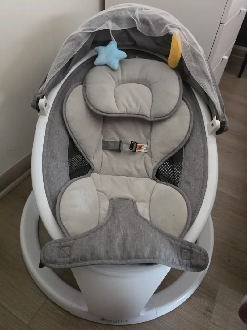 Silla mecedora para bebé gris - 1