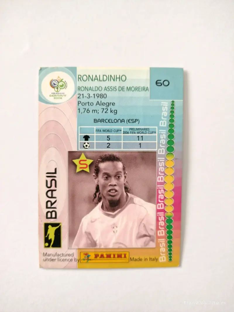 Tarjeta panini Ronaldinho Germany 2006 - 2
