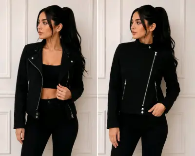 Chaqueta negra con cierre frontal - miniatura 1