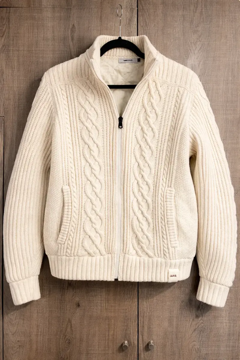 Chaqueta de lana blanco invierno - 1