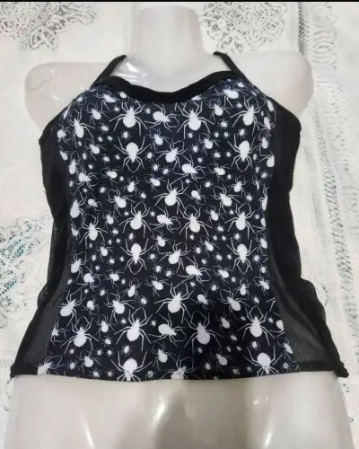 Top negro nuevo con estampado de arañas - miniatura 2