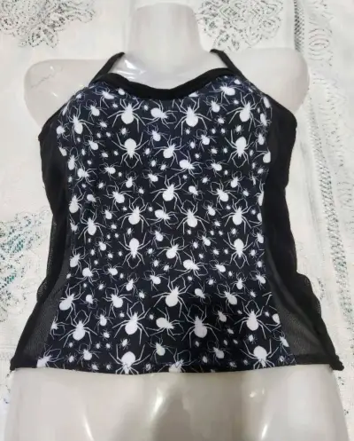 Top negro nuevo con estampado de arañas - miniatura 3