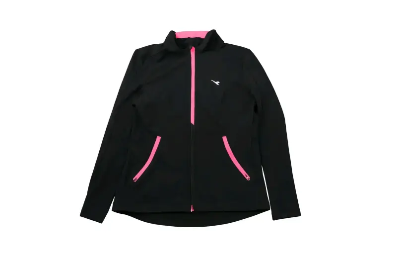 Chaqueta deportiva negra con detalles rosas - 1