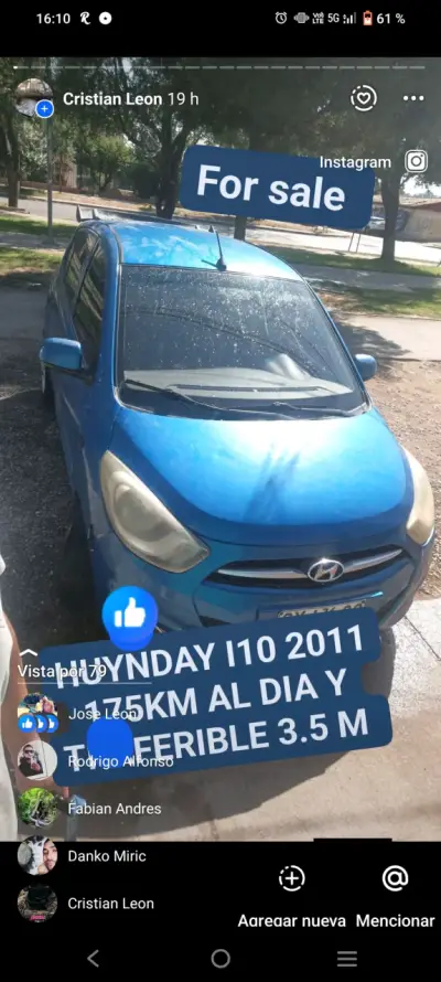 Auto compacto azul usado - miniatura 2