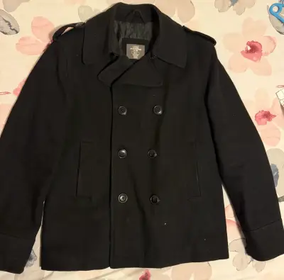 Abrigo negro estilo militar - miniatura 1