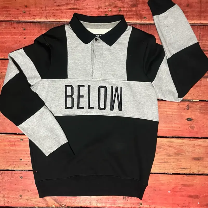 Suéter cuello polo negro y gris - 1