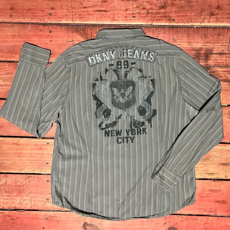 Camisa rayada gris hombre DKNY jean - 3