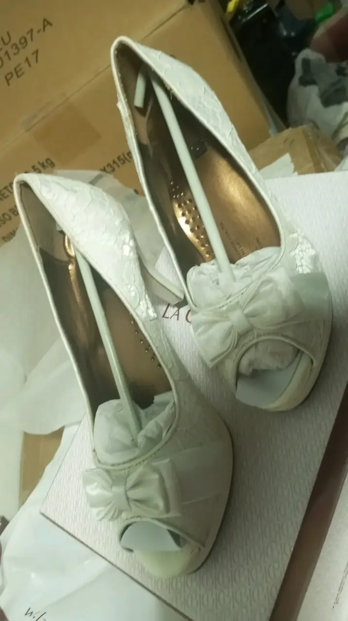 Zapatos de taco alto de encaje blanco - 3