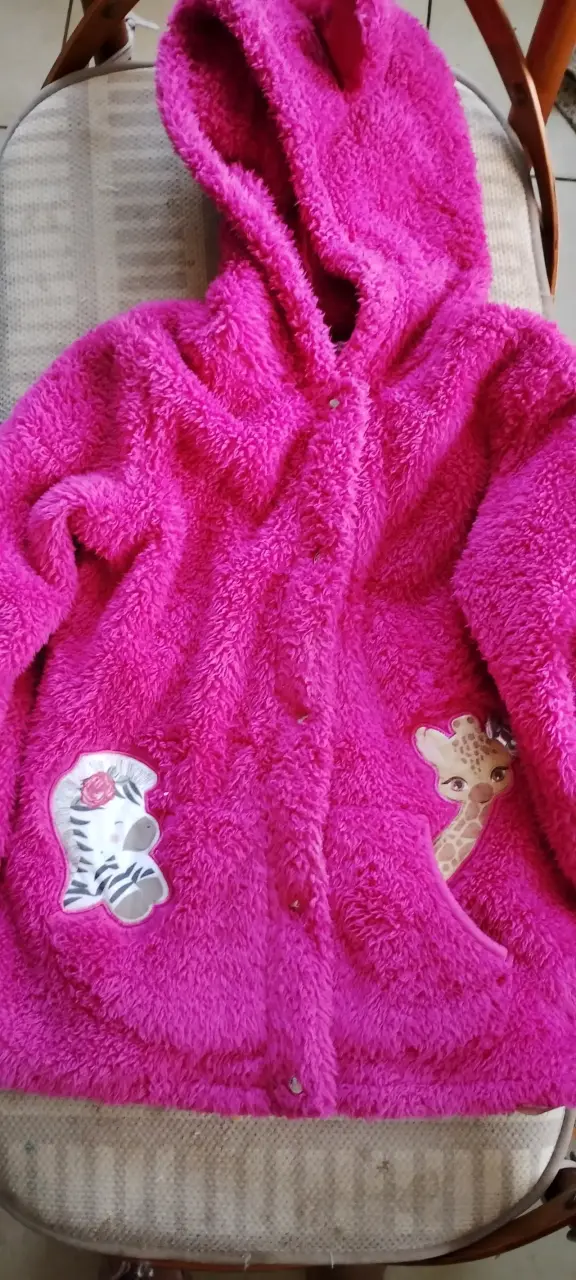 Abrigo peludo fucsia infantil - 1