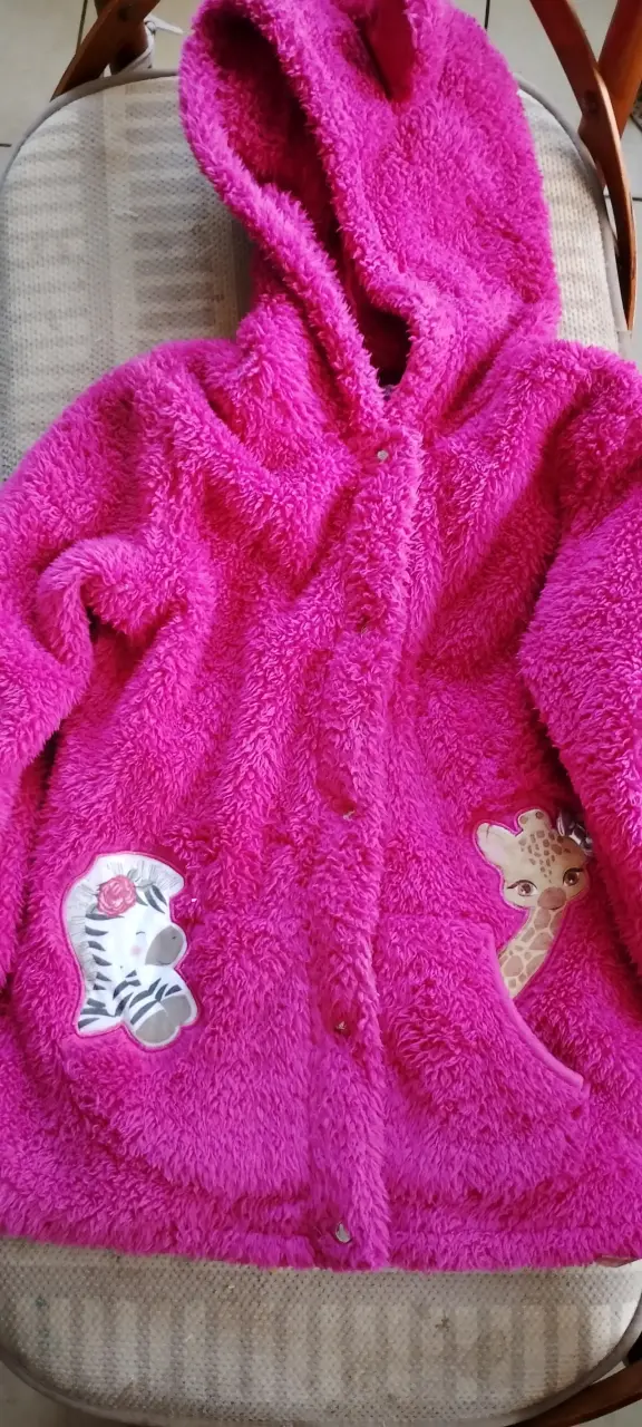 Abrigo peludo fucsia infantil - 2