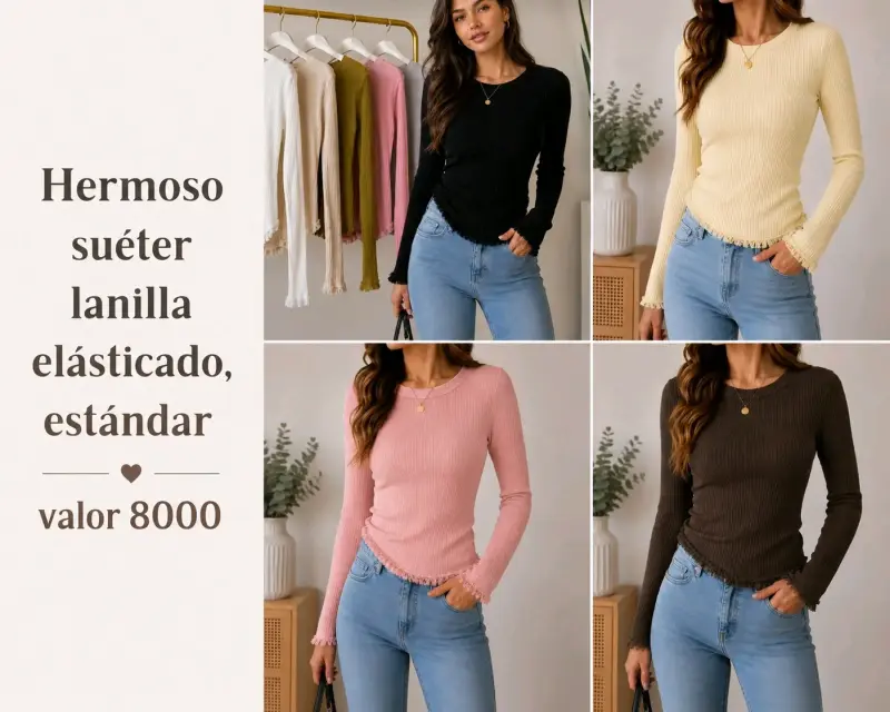 Suéter lanilla elástico varios colores