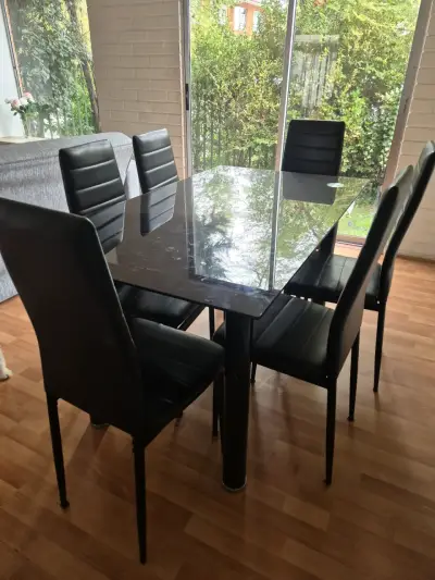 Juego de comedor negro 6 puestos - miniatura 1