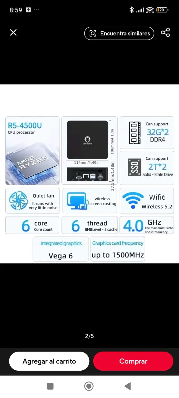 RYZEN 5 4500U 16/256 mini pc/ desktop/ nuc - 4
