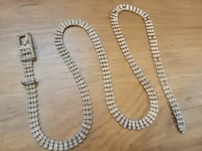 Cinturón plateado brillante de strass - miniatura 1