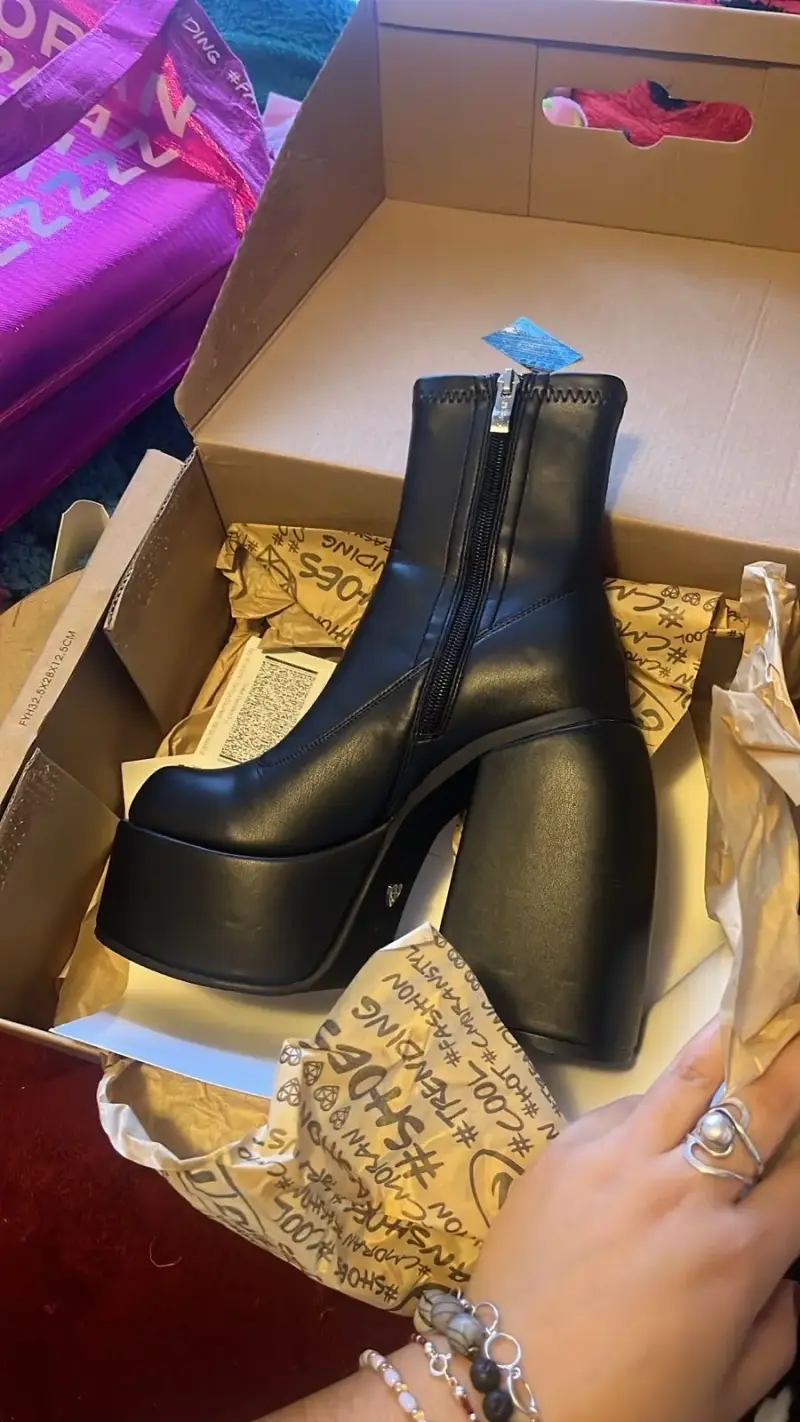 Botines negros con plataforma- 13cm - 1