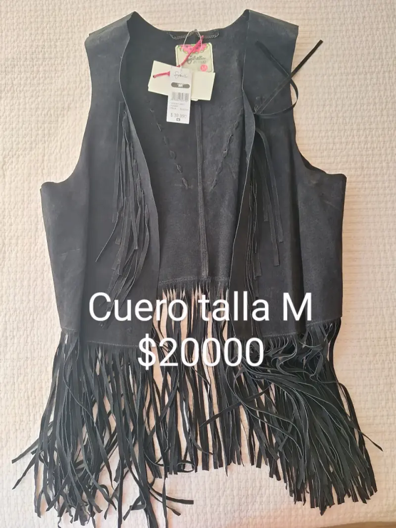 Chaleco de cuero de mujer con flecos - 4