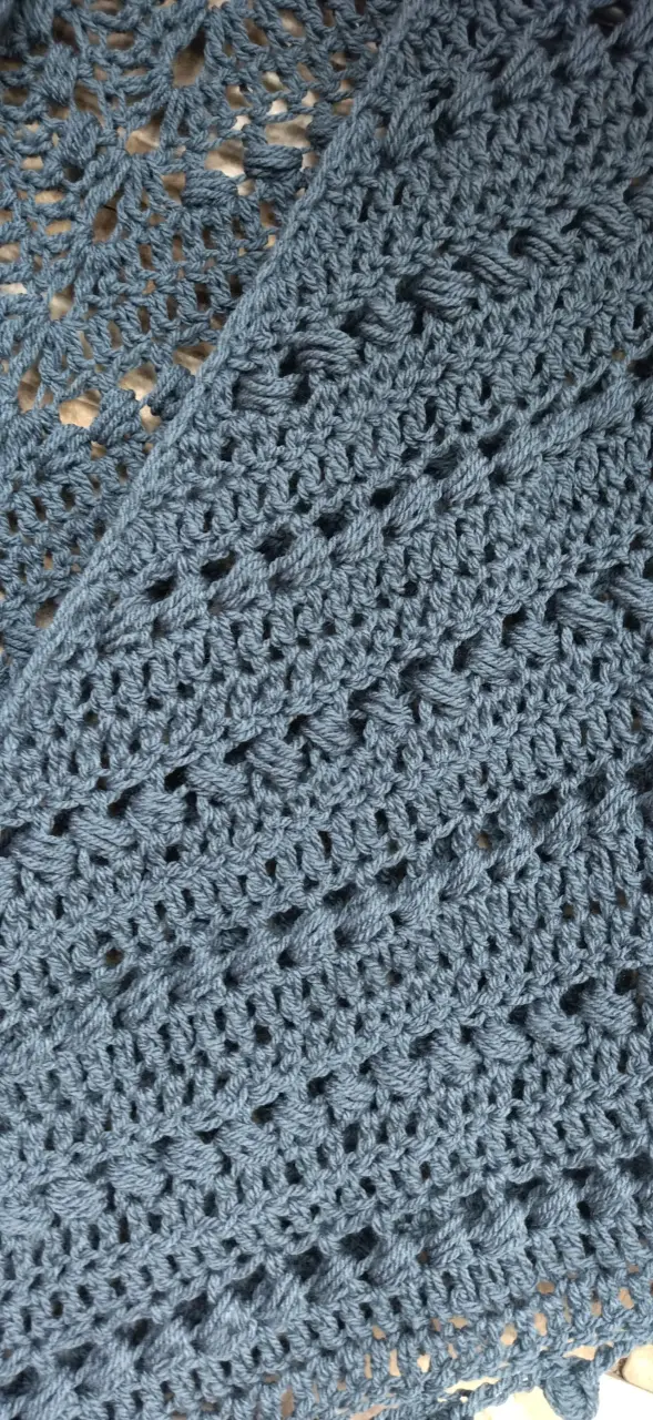 Chal tejido a crochet azul - 4