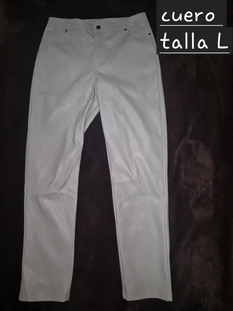 Pantalones de cuero gris talla L