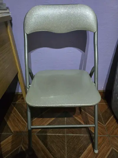 Silla plegable metálica gris - miniatura 1