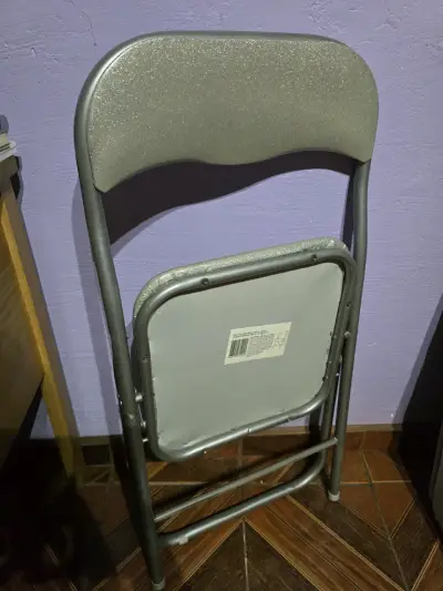 Silla plegable metálica gris - miniatura 2