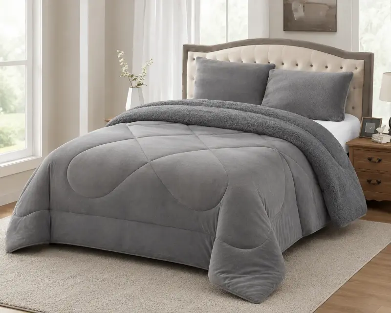 Cubrecama 1.5plazas gris sherpa