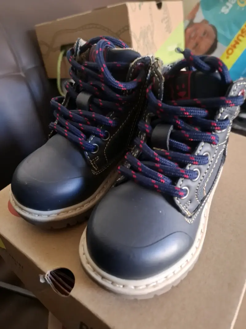 Botines de niño azul con cordones - 2