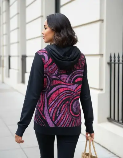 Polerón unisex con capucha estampado morado - miniatura 1