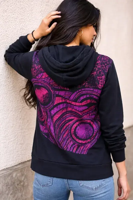 Polerón unisex con capucha estampado morado - 2