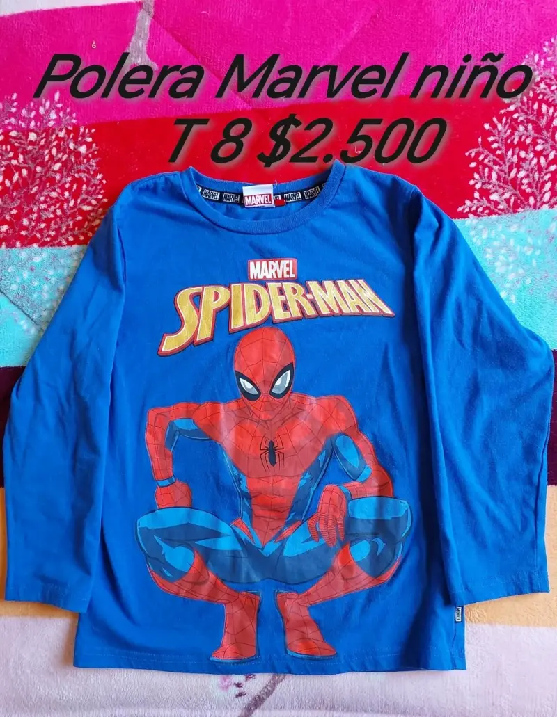 Polera Marvel Spiderman niño azul T8
